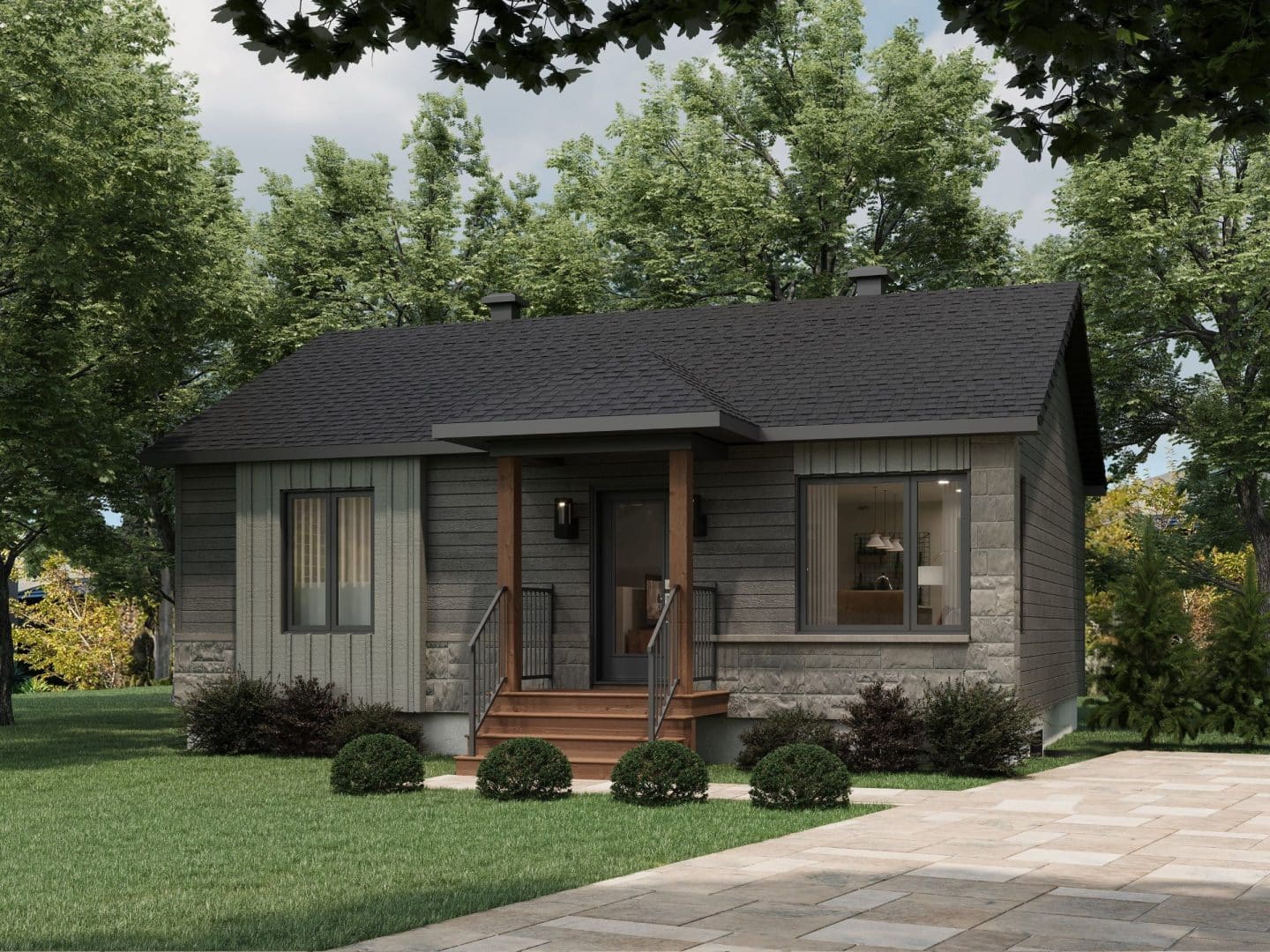 Primera model, a single-storey home in contemporary style. View from outside